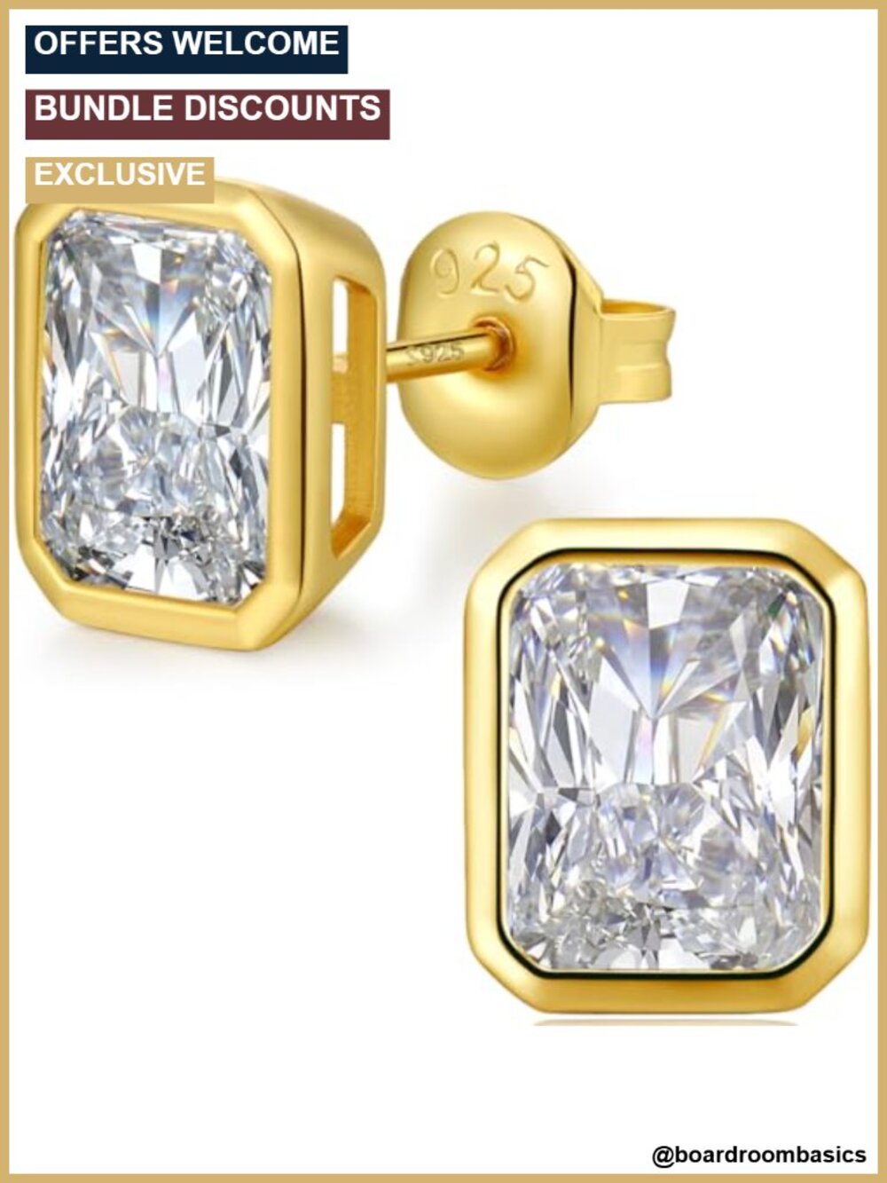 18K White Gold Plated Simulated Diamond Stud Earrings s925 Sterling Silver